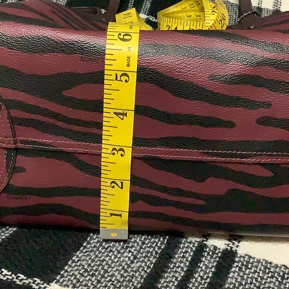 Coach burgundy & black zebra print reversible leather tote purse - Picture 9 of 10